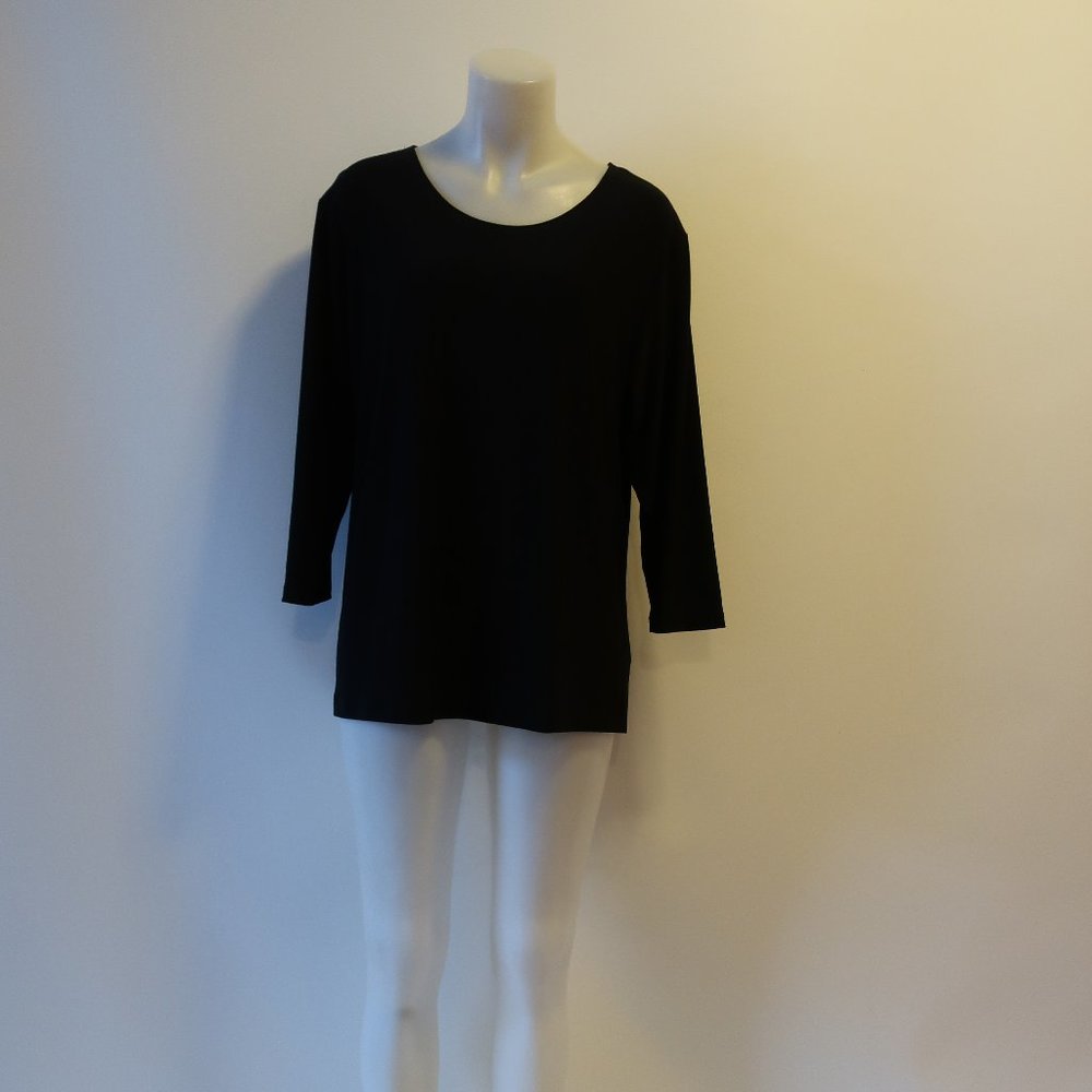 SIMPLI BLACK PULL-OVER BLOUSE TOP SZ XL *